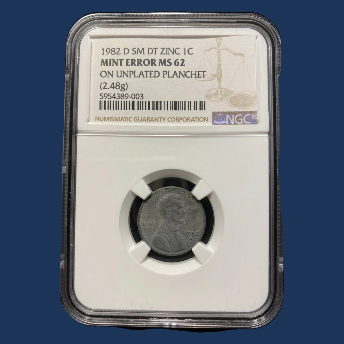 1982 Lincoln Penny: Missing or Incomplete Copper Plating