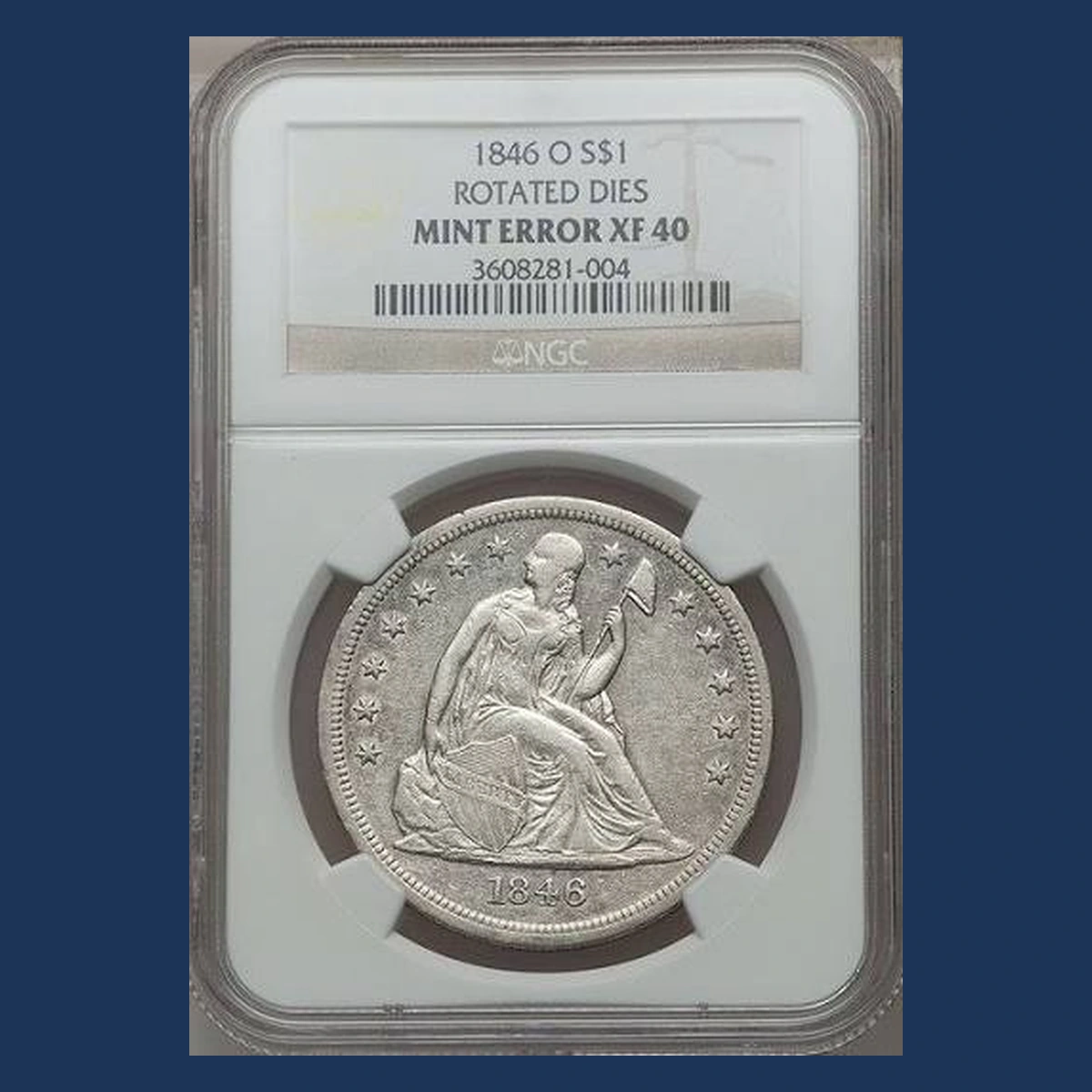 1846 Liberty Seated Dollar: Rotated Dies
