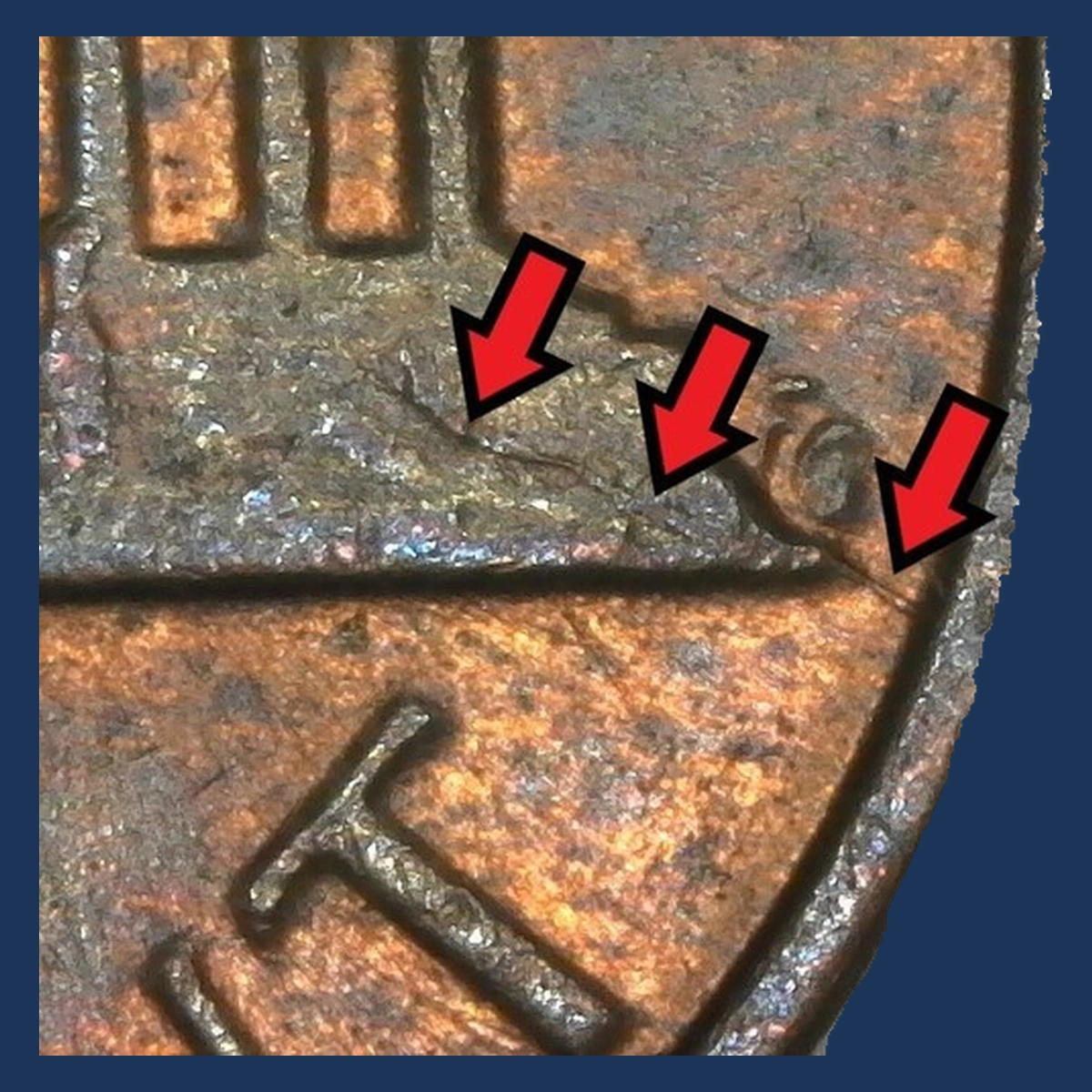 1981 Lincoln Penny: Die Crack / Die Chip
