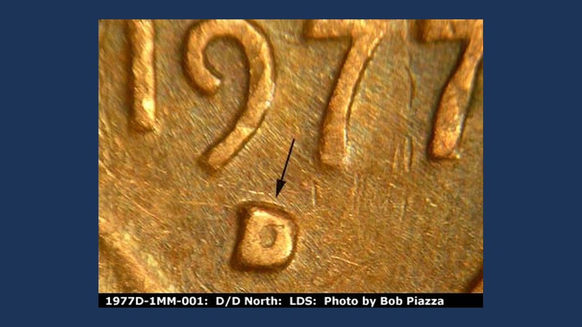 1977 Lincoln Penny: Repunched Mintmark