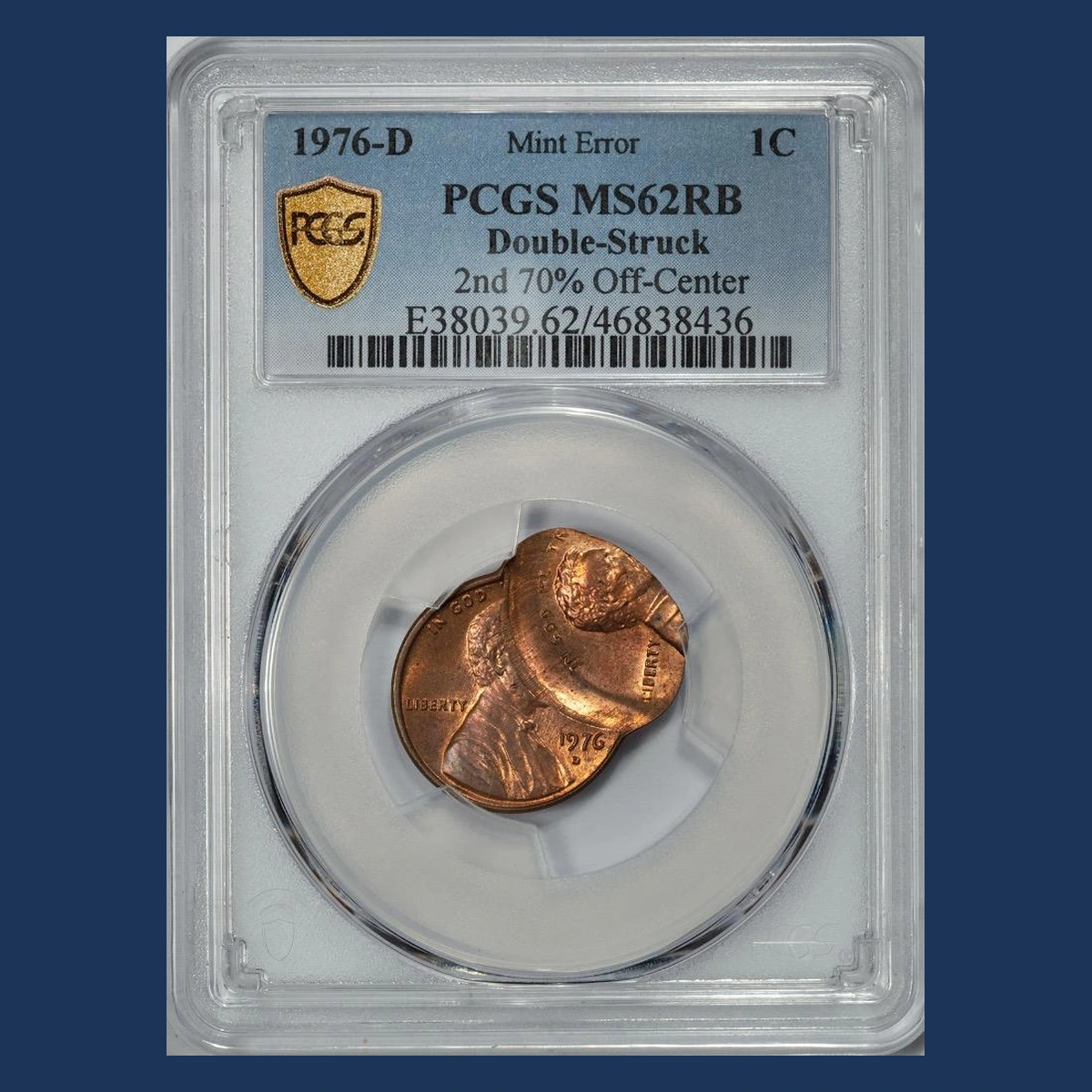1976 Lincoln Penny: Double Strike, Second Off Center