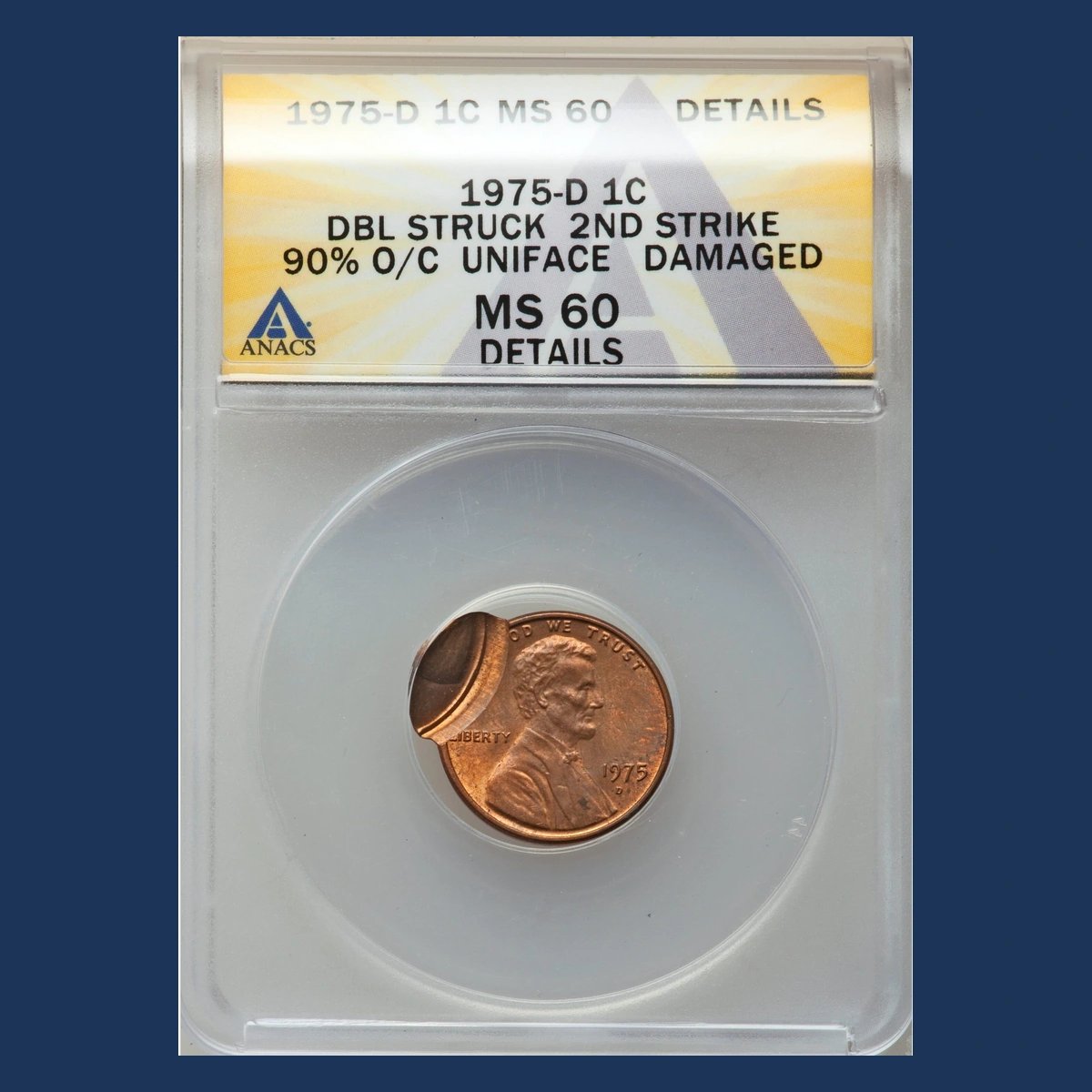 1975 Lincoln Penny: Double Strike with Uniface Second Strike