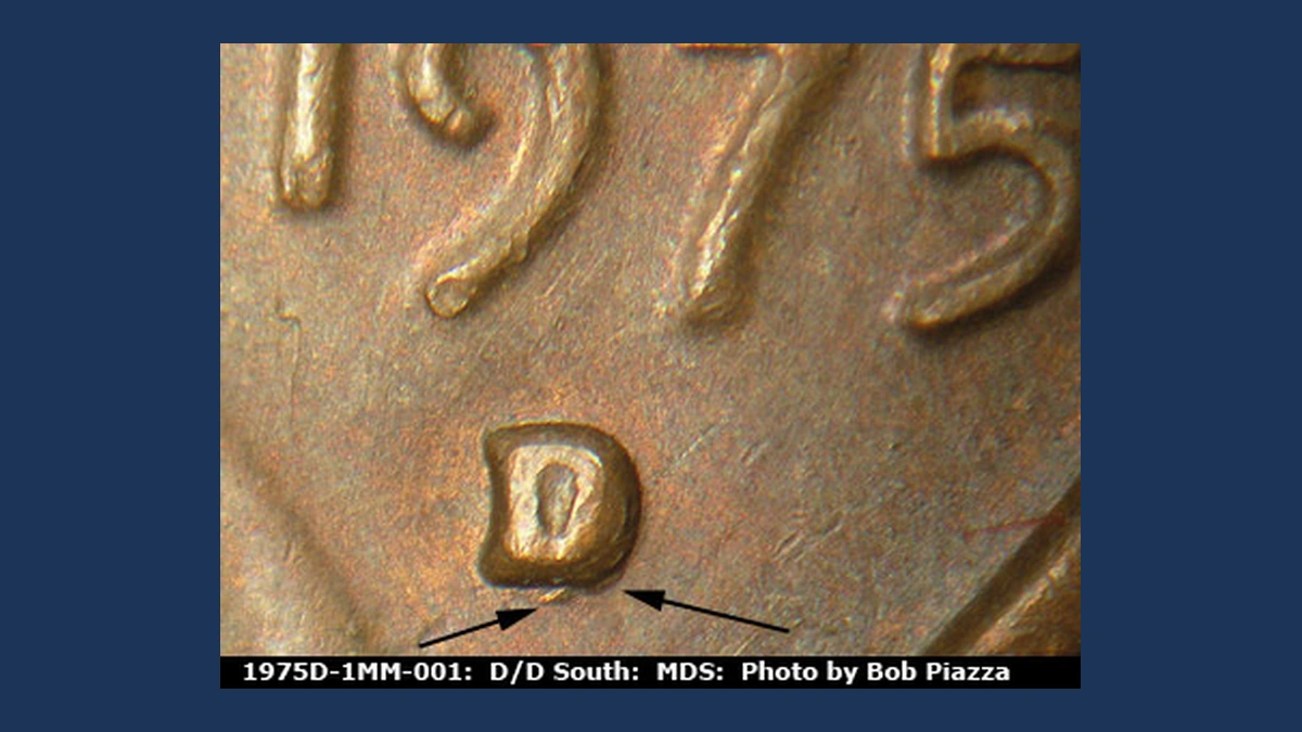 1975 Lincoln Penny: Repunched Mintmark