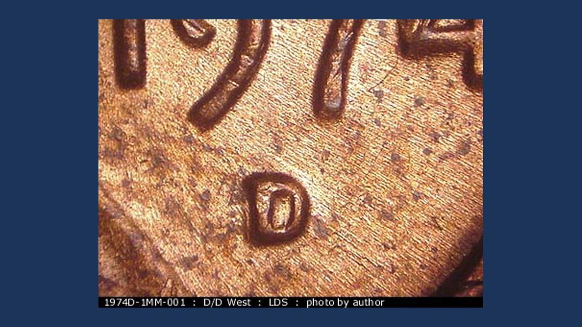 1974 Lincoln Penny: Repunched Mintmark