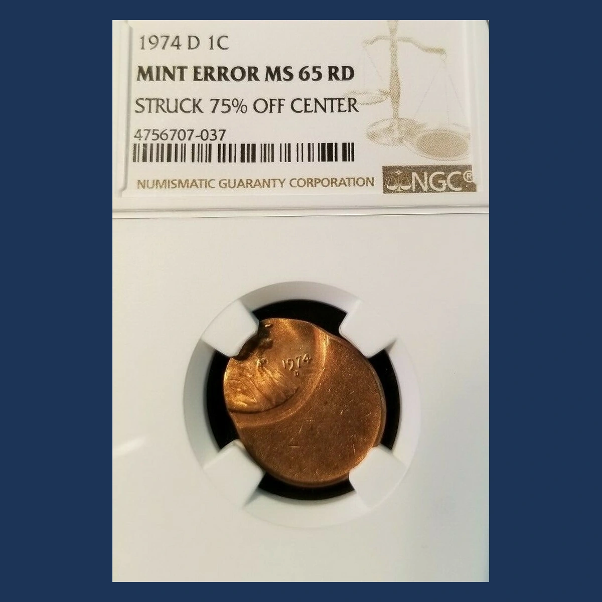1974 Lincoln Penny: Off-Center Strike