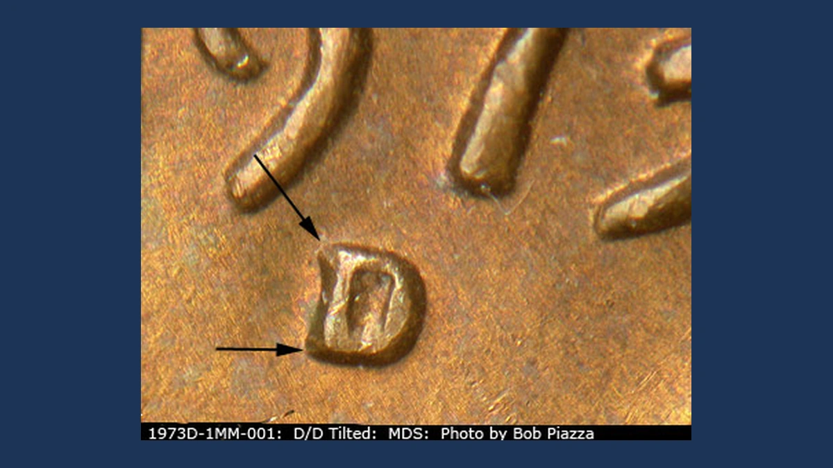 1973 Lincoln Penny: Repunched Mintmark