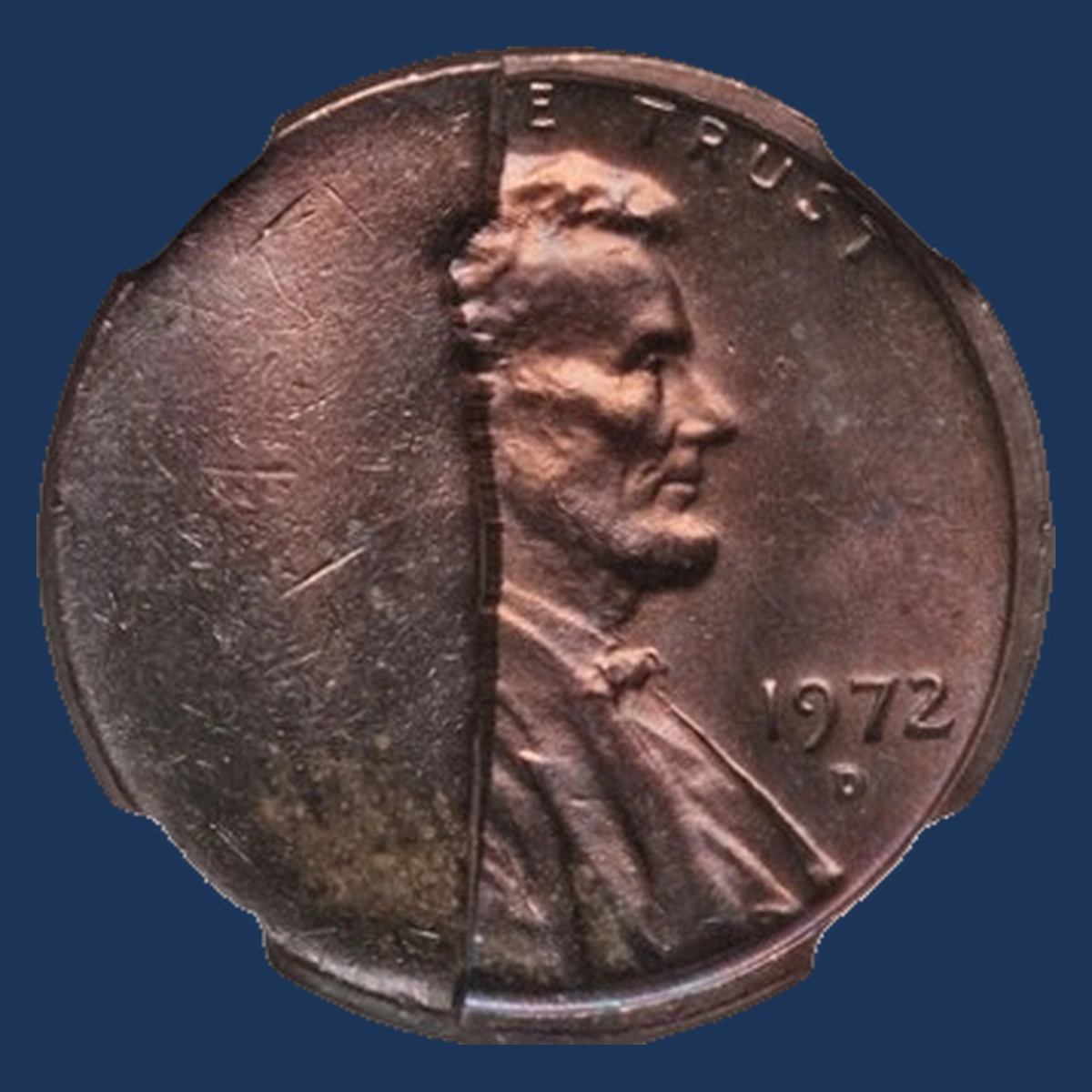 1972 Lincoln Penny: Obverse Cud Die Break