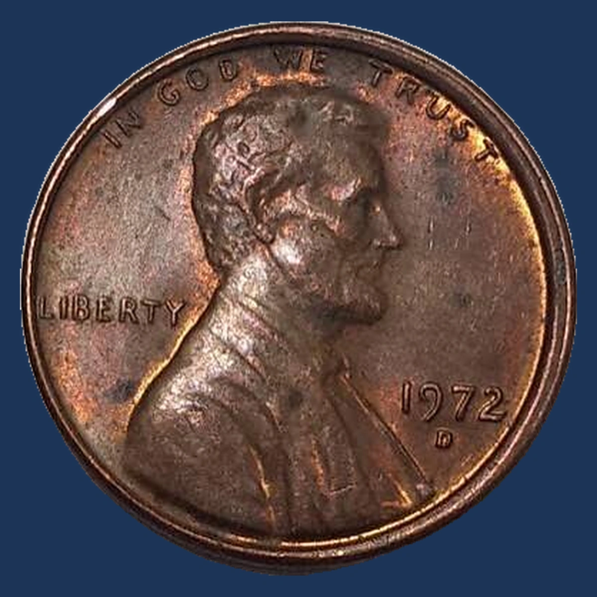1972 Lincoln Cent (Modern): Misaligned Die