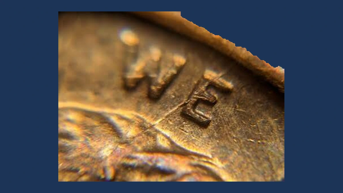 1969 Lincoln Cent (Modern): Die Break