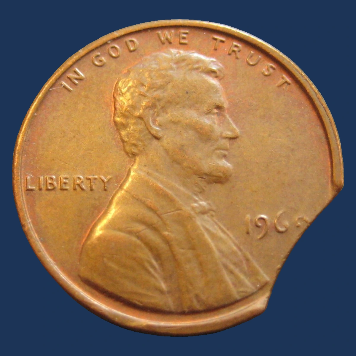 1969 Lincoln Penny: Clipped Planchet