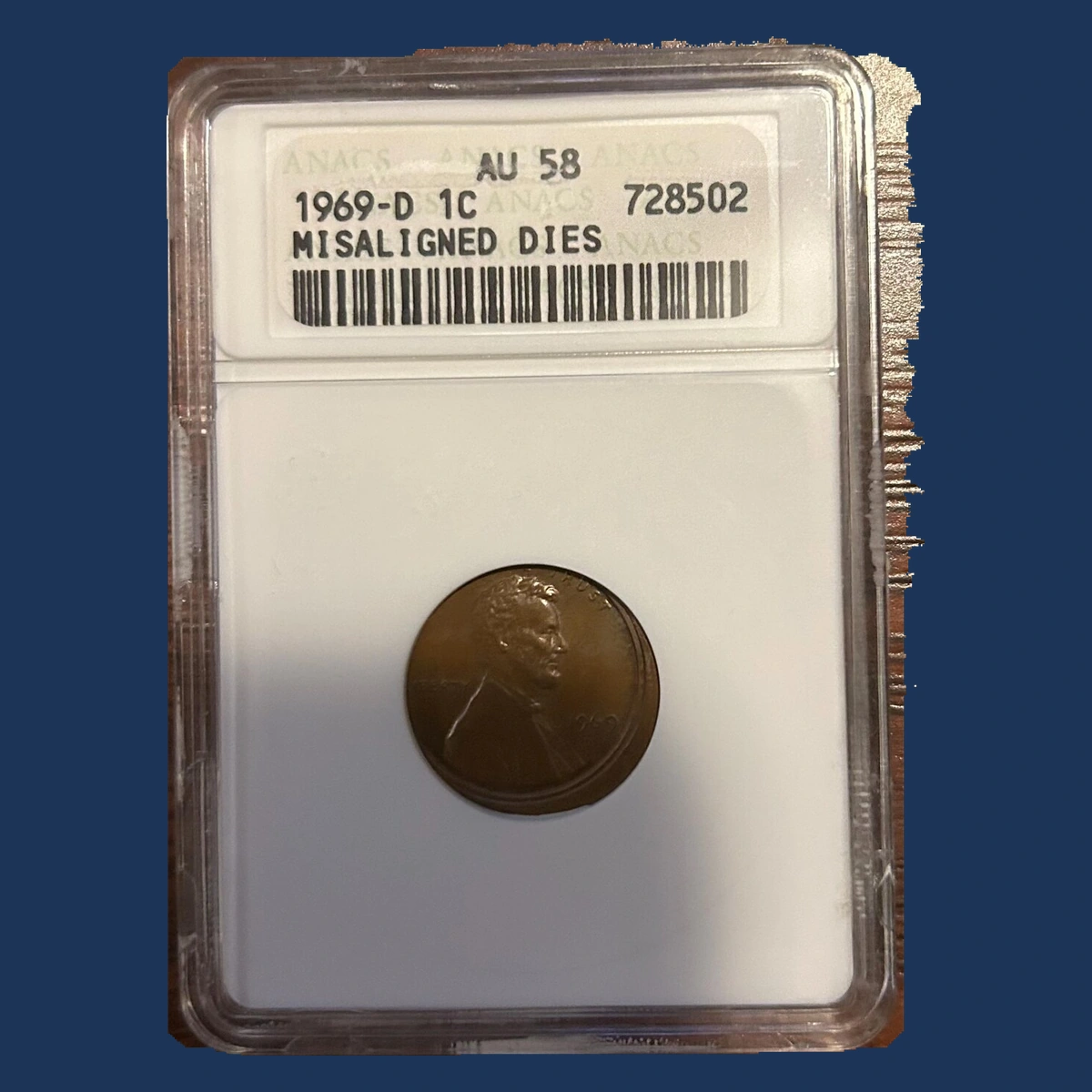 1969 Lincoln Cent (Modern): Misaligned Die