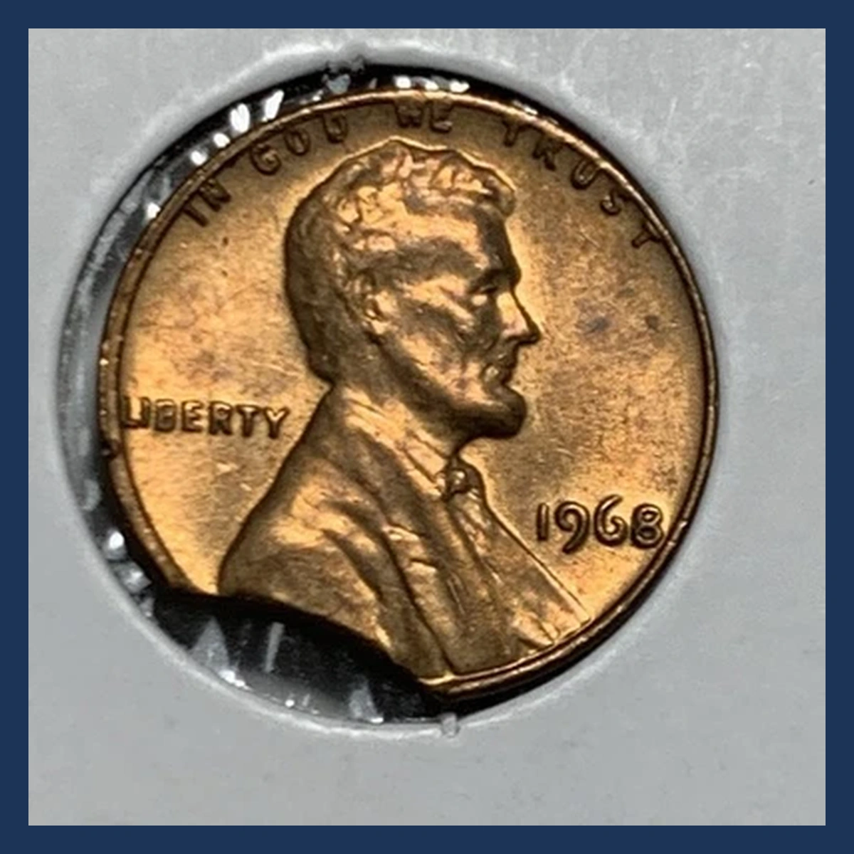1968 Lincoln Penny: Large Curved Clip