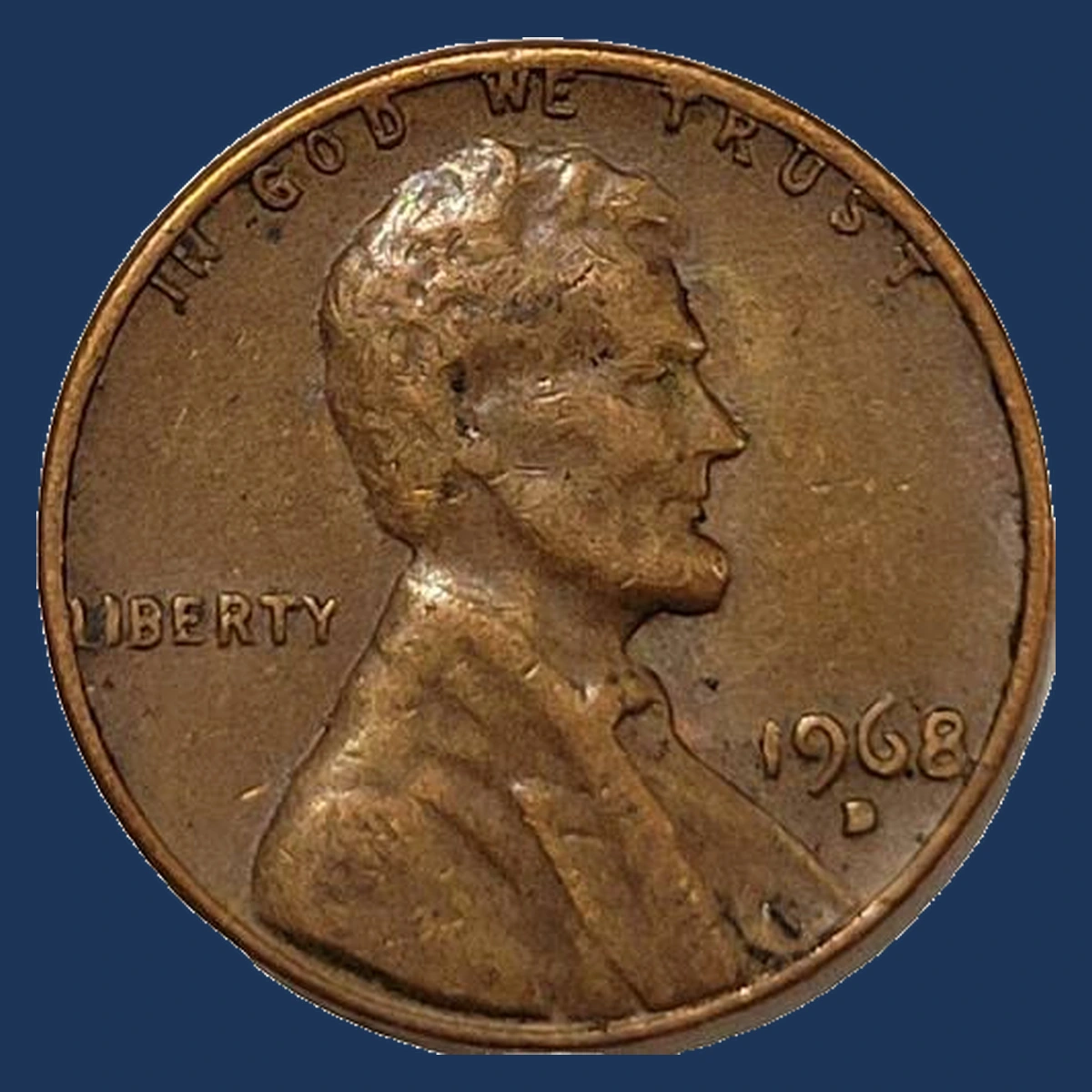 1968 Lincoln Cent (Modern): Indent