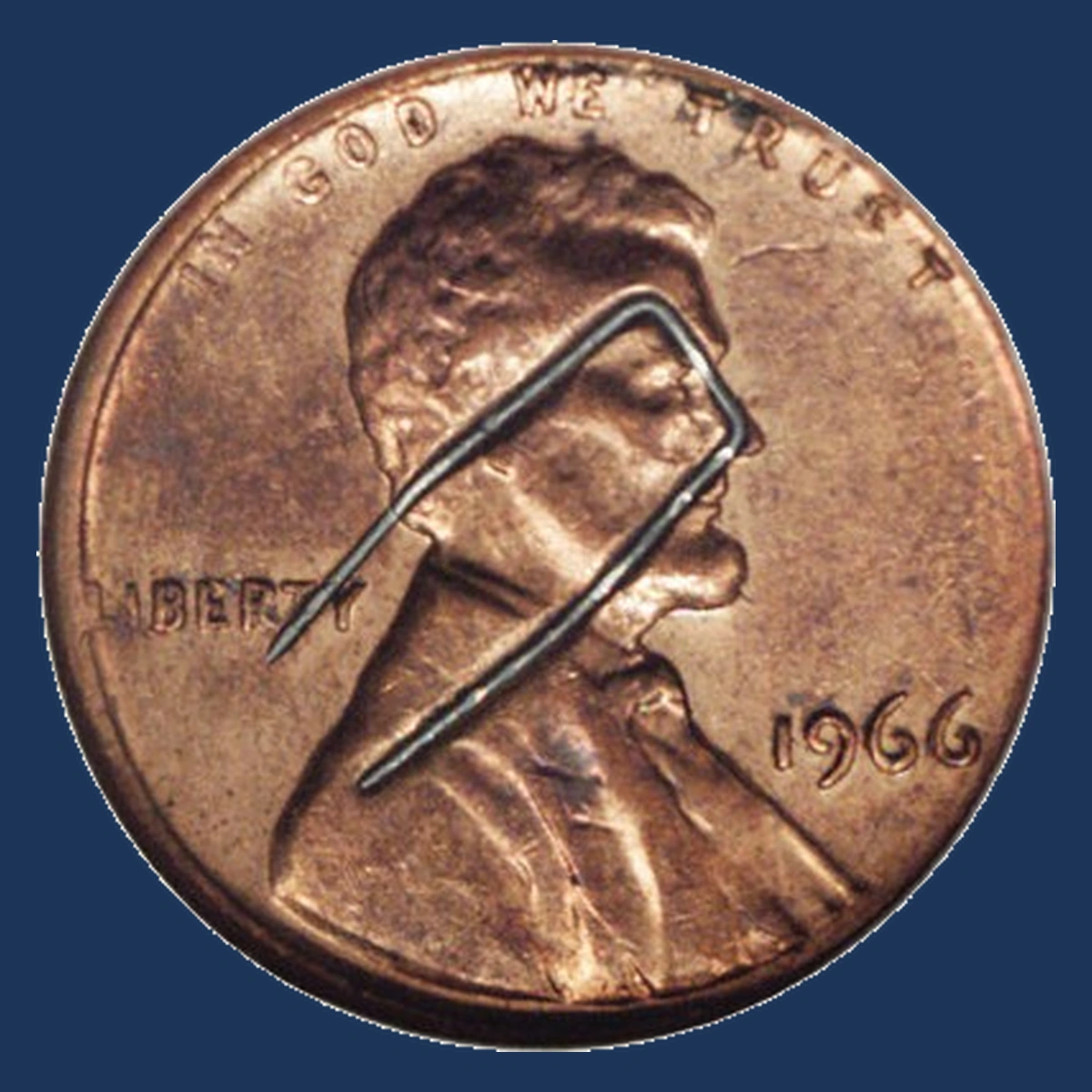 1966 Lincoln Penny: Retained Struck-Through Material