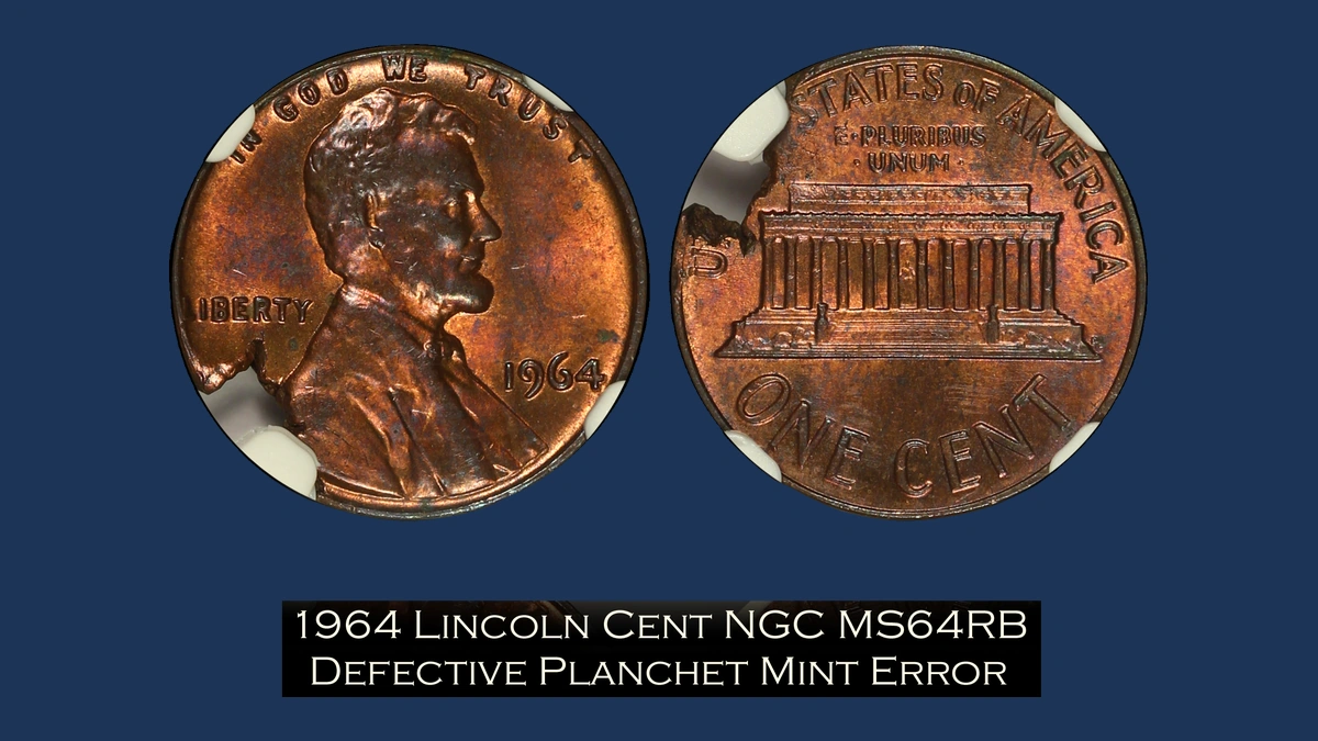 1964 Lincoln Cent (Modern): Planchet Crack
