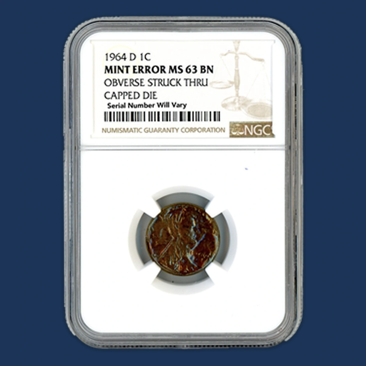 1964 Lincoln Penny: Die Cap / Capped-Die Strike