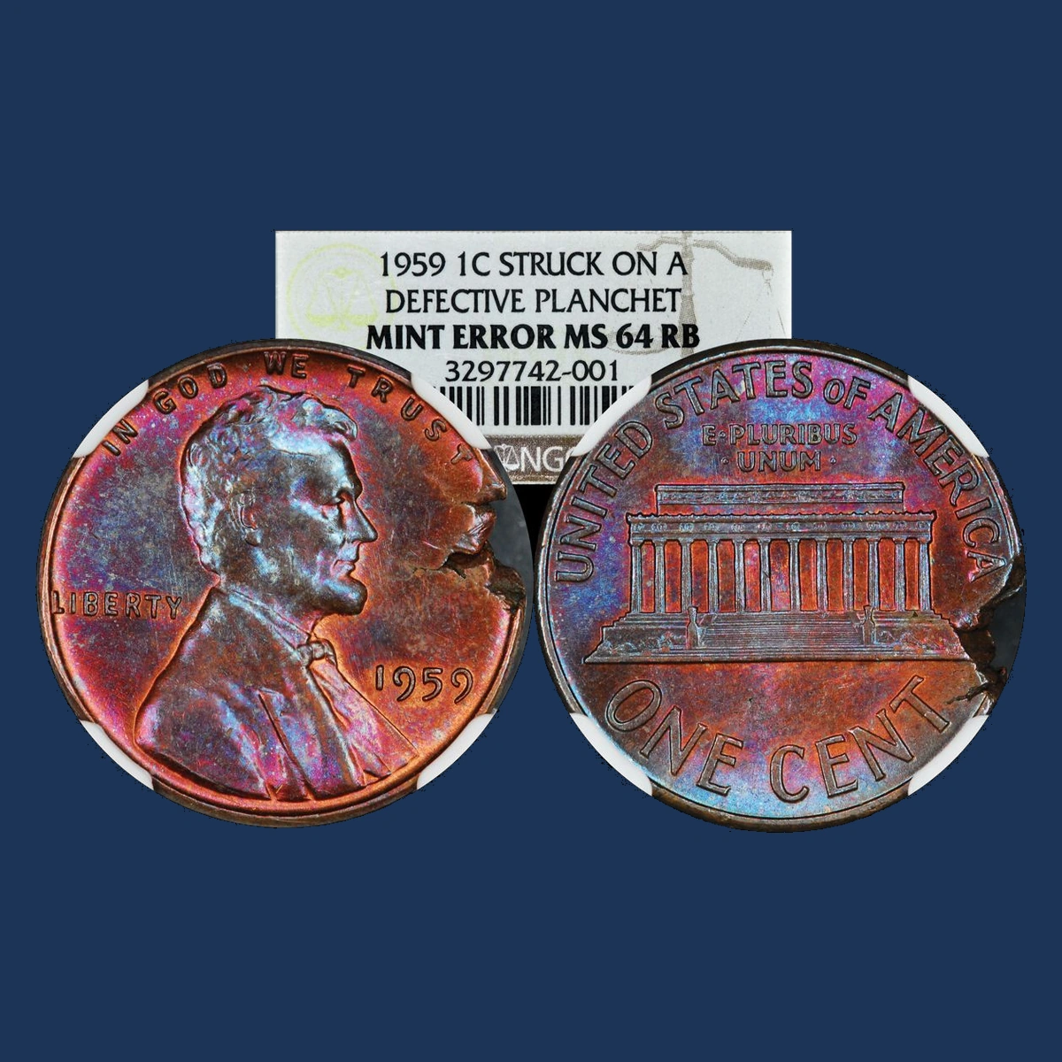 1959 Lincoln Penny: Ragged Clipped Planchet