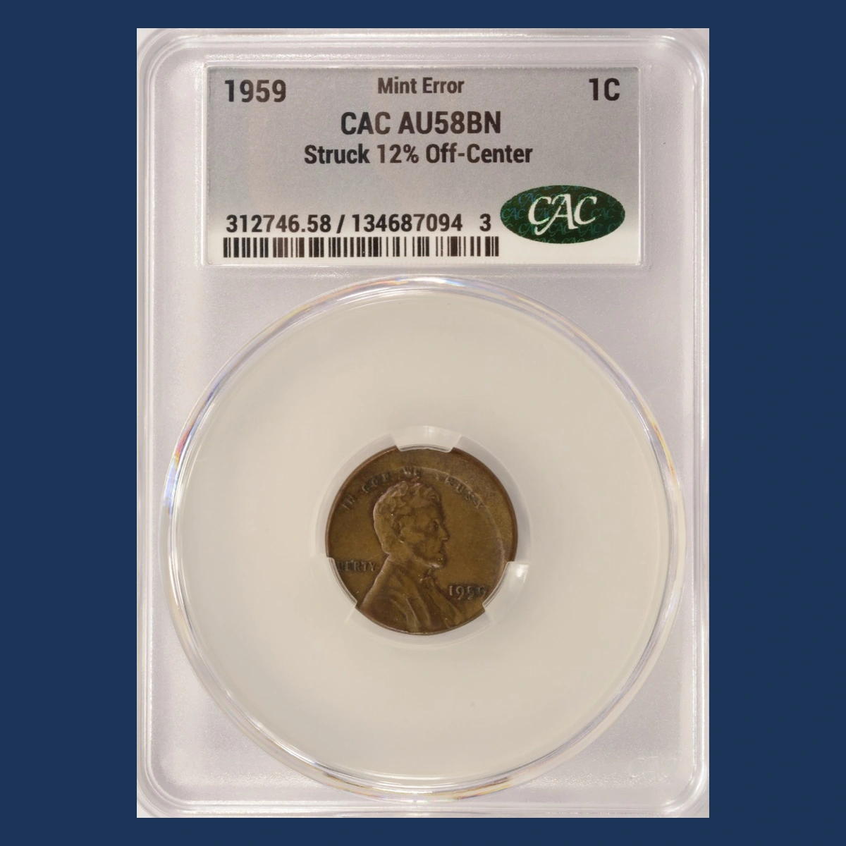 1959 Lincoln Penny: Off-Center Strike