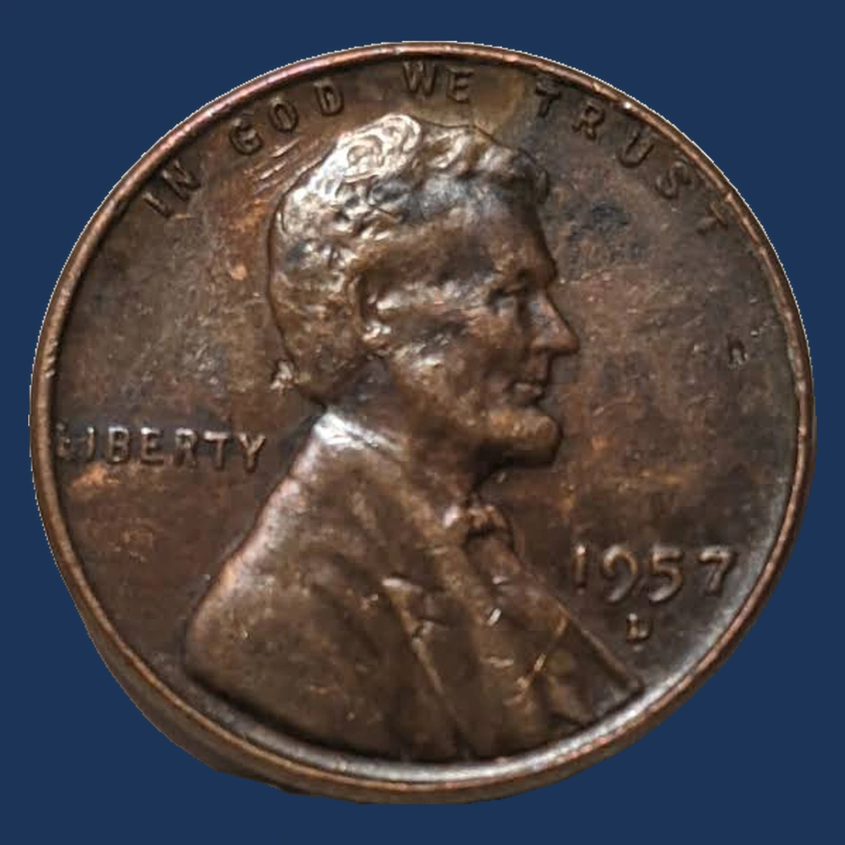 1957 Lincoln Cent (Wheat Reverse): Struck Through