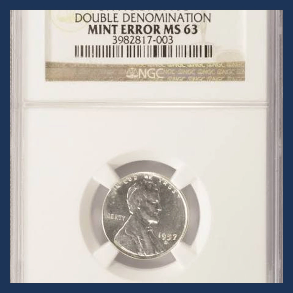 1957 Lincoln Cent (Wheat Reverse): Overstrike / Double Denomination