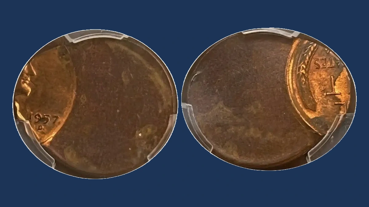 1957 Wheat Penny: Off-Center Strike