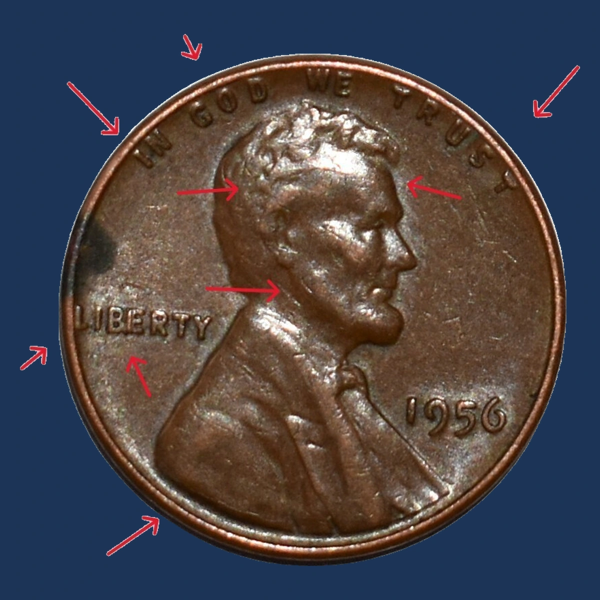 1956 Wheat Penny: BIE Die Break