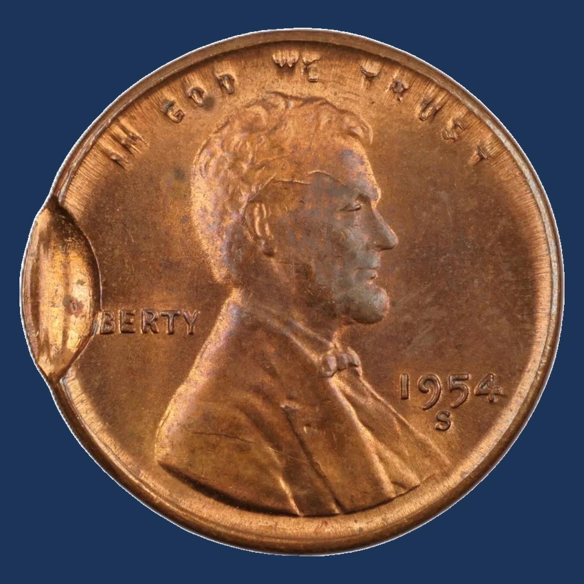 1954 Lincoln Cent (Wheat Reverse): Indent