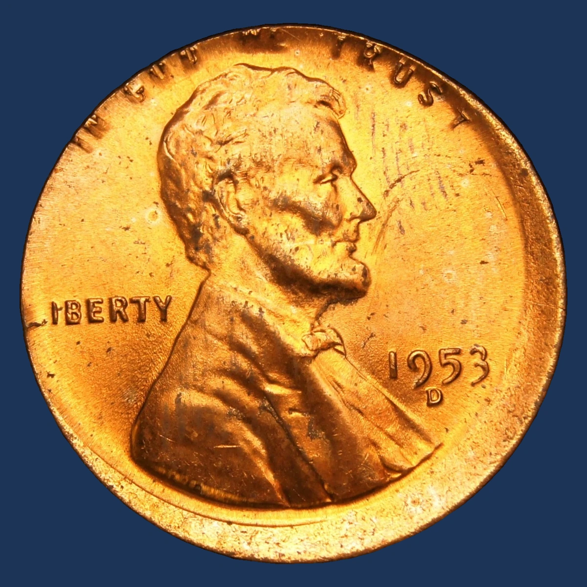 1953 Wheat Penny: Off-Center Strike