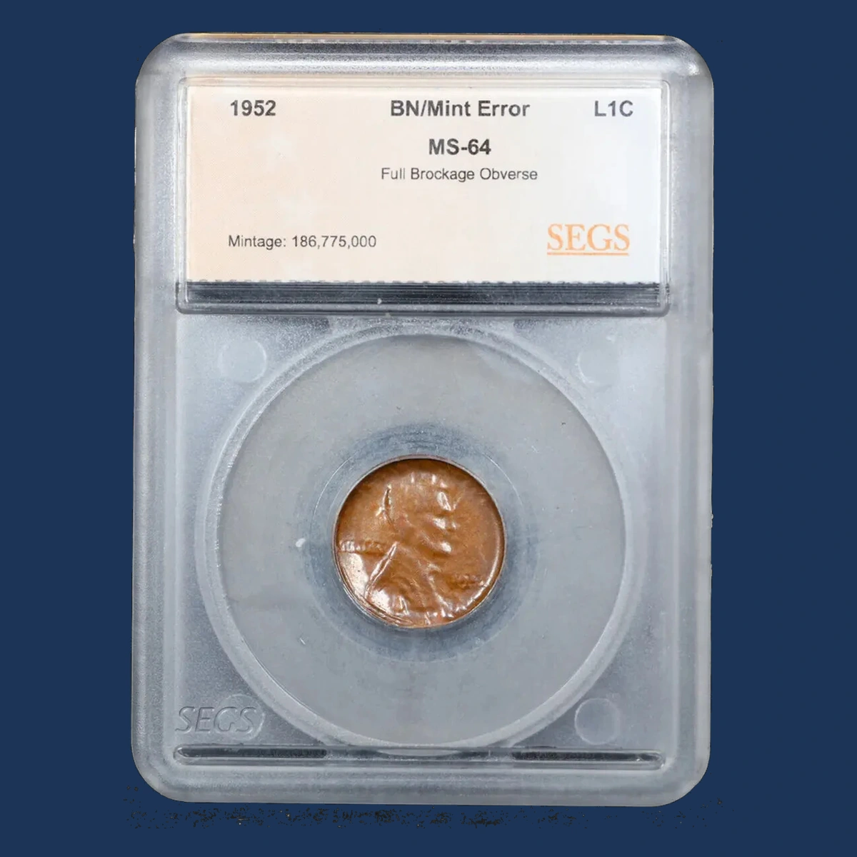 1952 Wheat Penny: Brockage