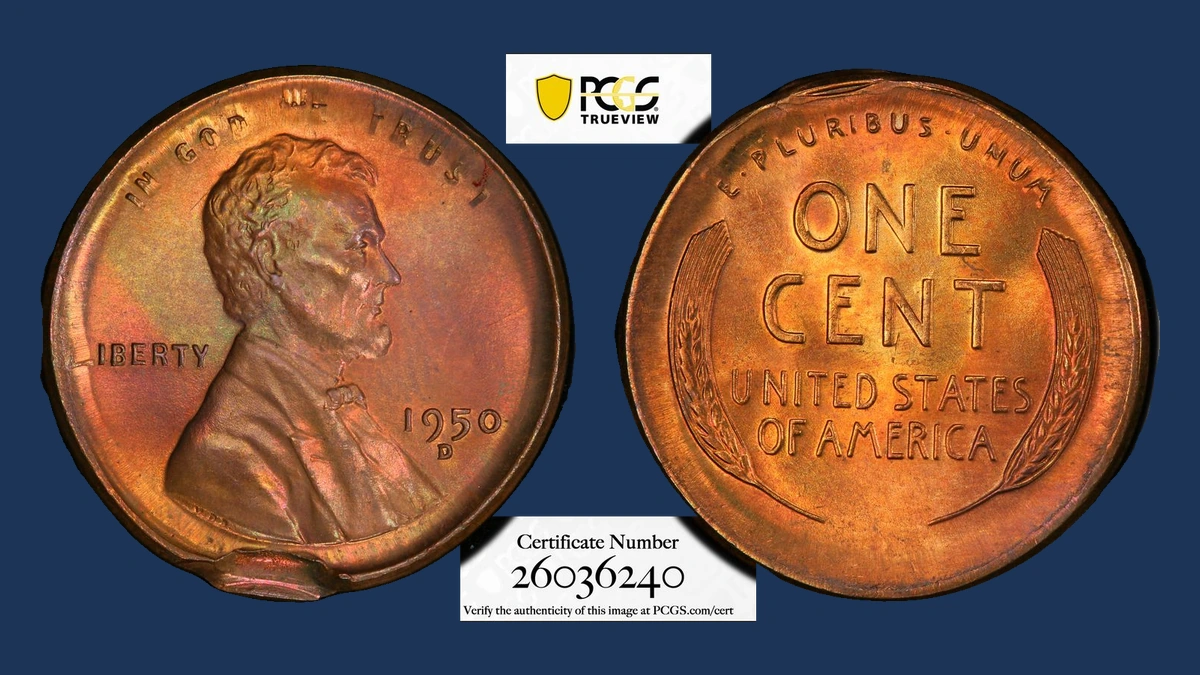 1950 Lincoln Cent (Wheat Reverse): broadstrike and double strike
