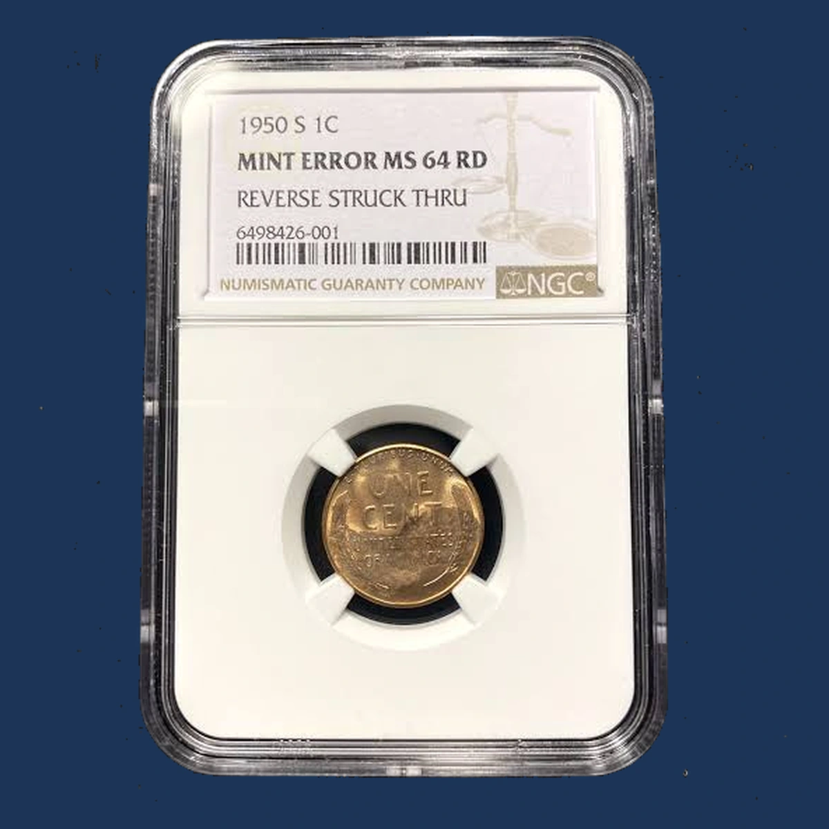1950 Lincoln Cent (Wheat Reverse): Struck Through