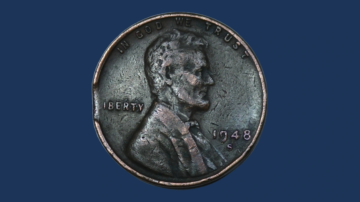 1948 Wheat Penny: Clipped Planchet