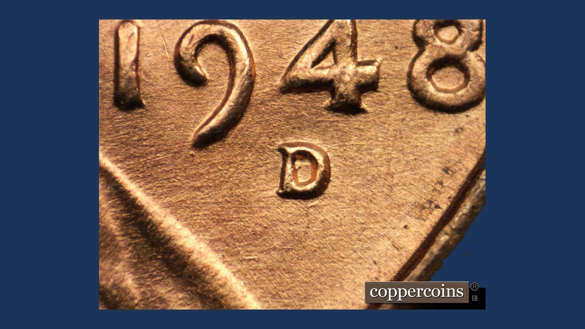 1948 Wheat Penny: Repunched Mintmark