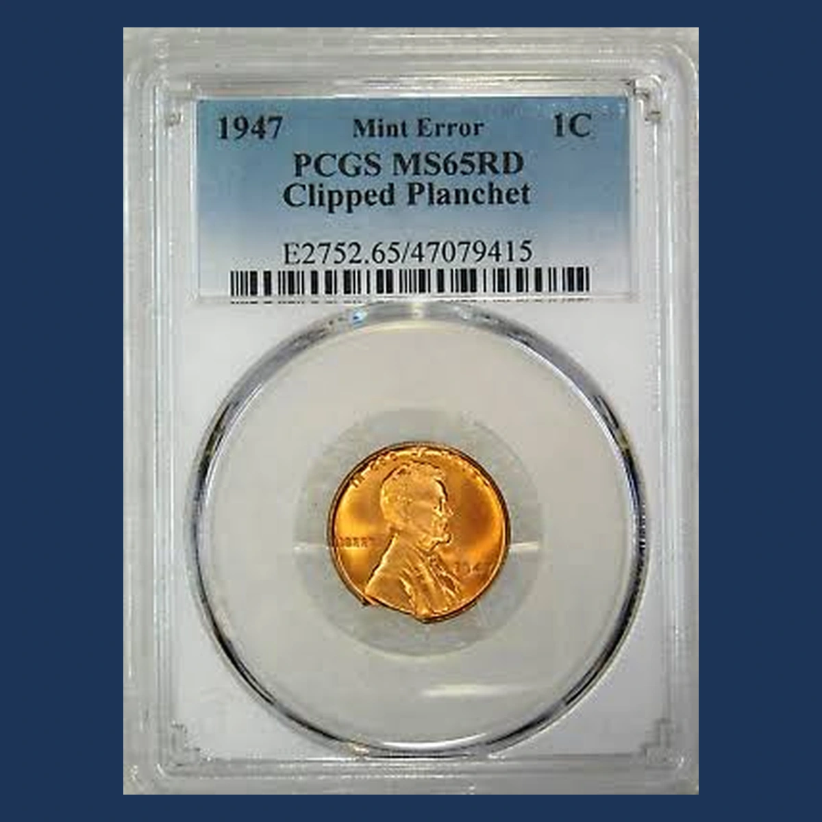 1947 Lincoln Cent (Wheat Reverse): Clipped Planchet