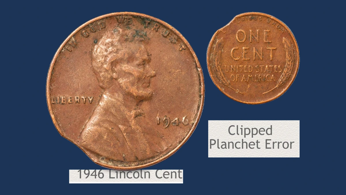 1946 Wheat Penny: Clipped Planchet