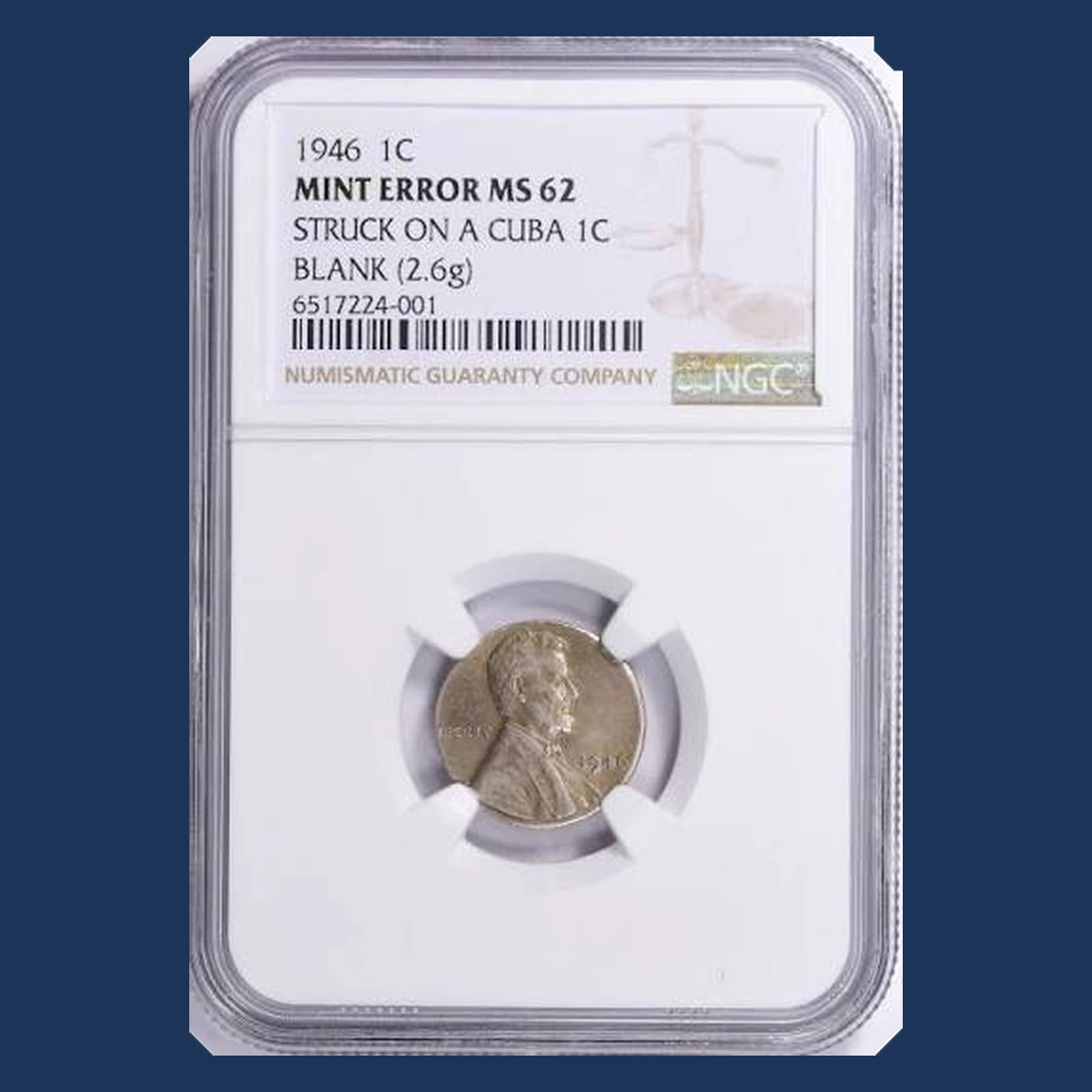 1946 Lincoln Cent (Wheat Reverse): Wrong Planchet