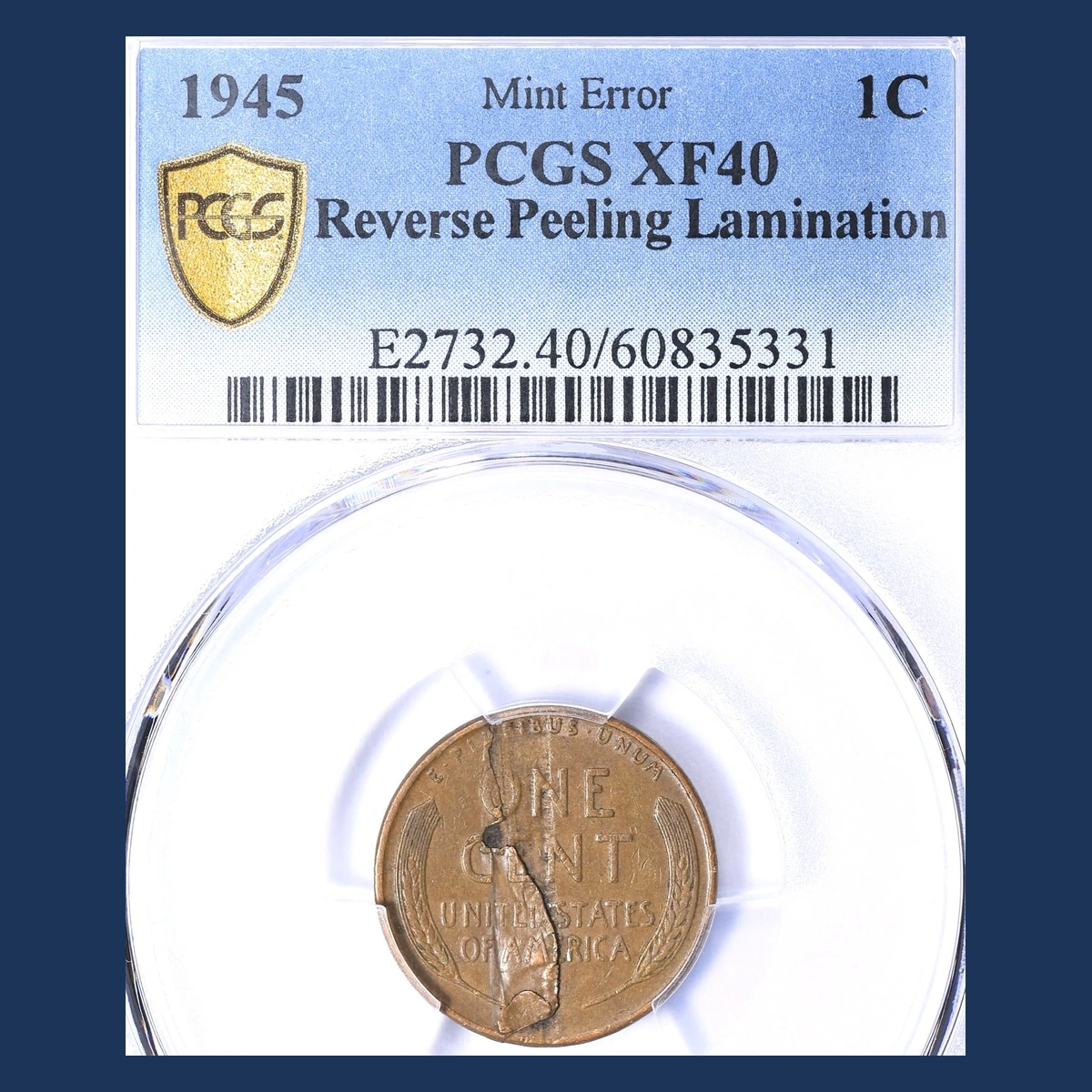1945 Wheat Penny: Lamination / Split Planchet