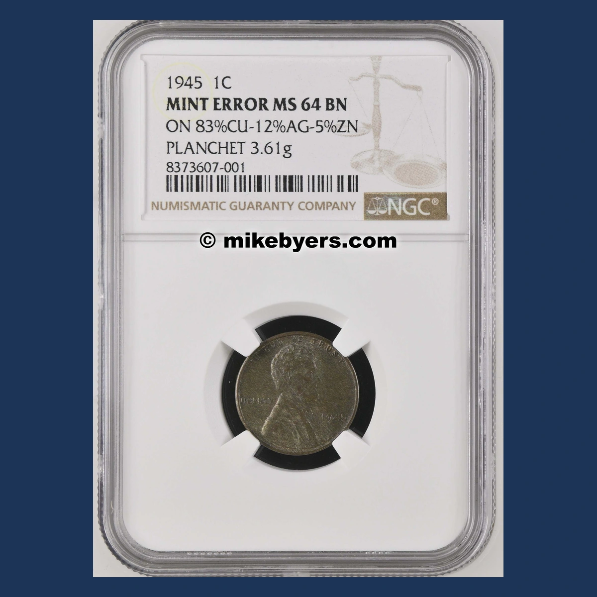 1945 Lincoln Cent (Wheat Reverse): Alloy Error