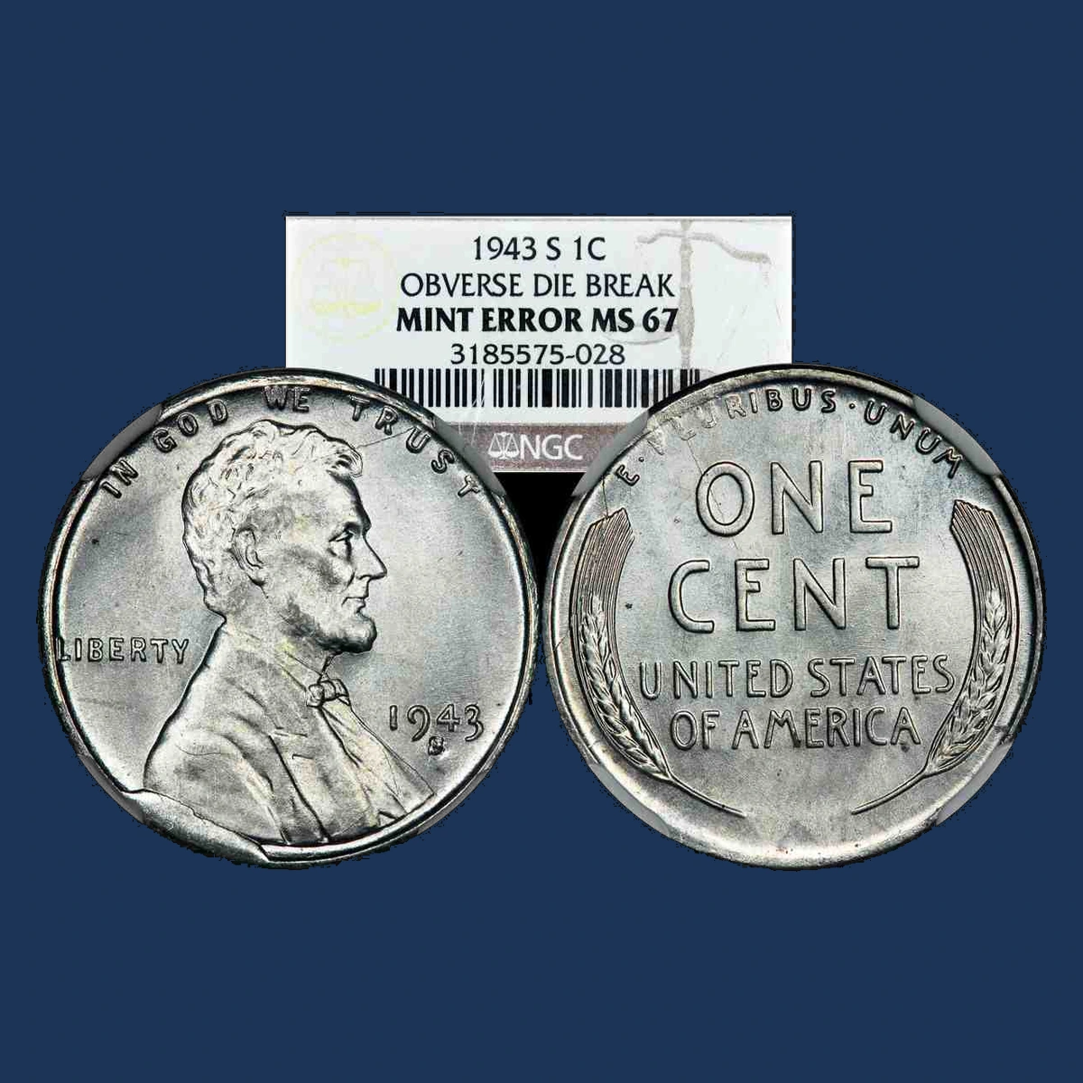 1943 Wheat Penny: Die Break / Cud