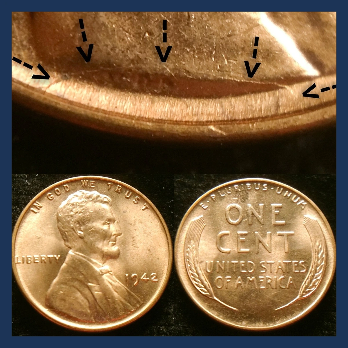 1942 Wheat Penny: Die Break / Cud