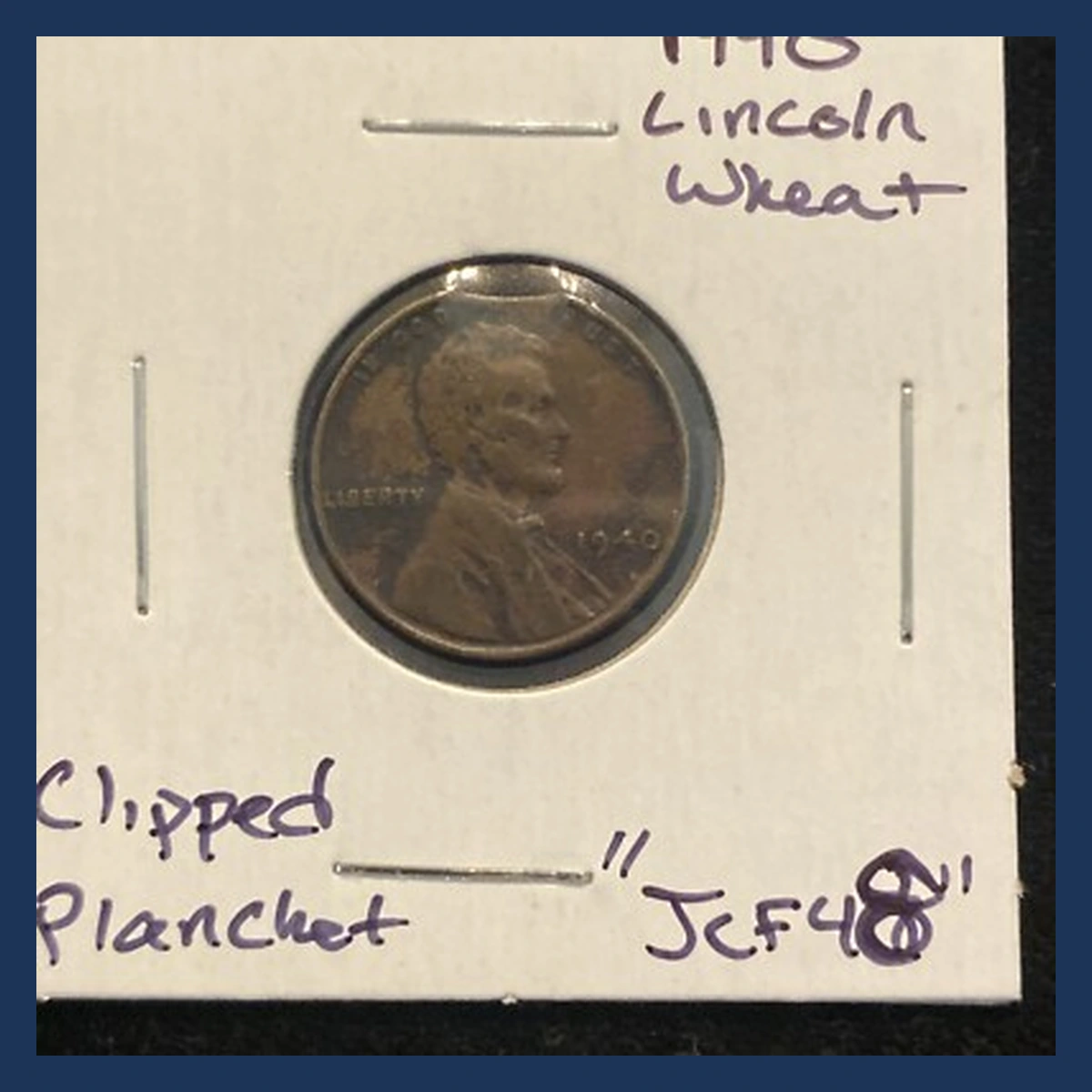 1940 Wheat Penny: Clipped Planchet