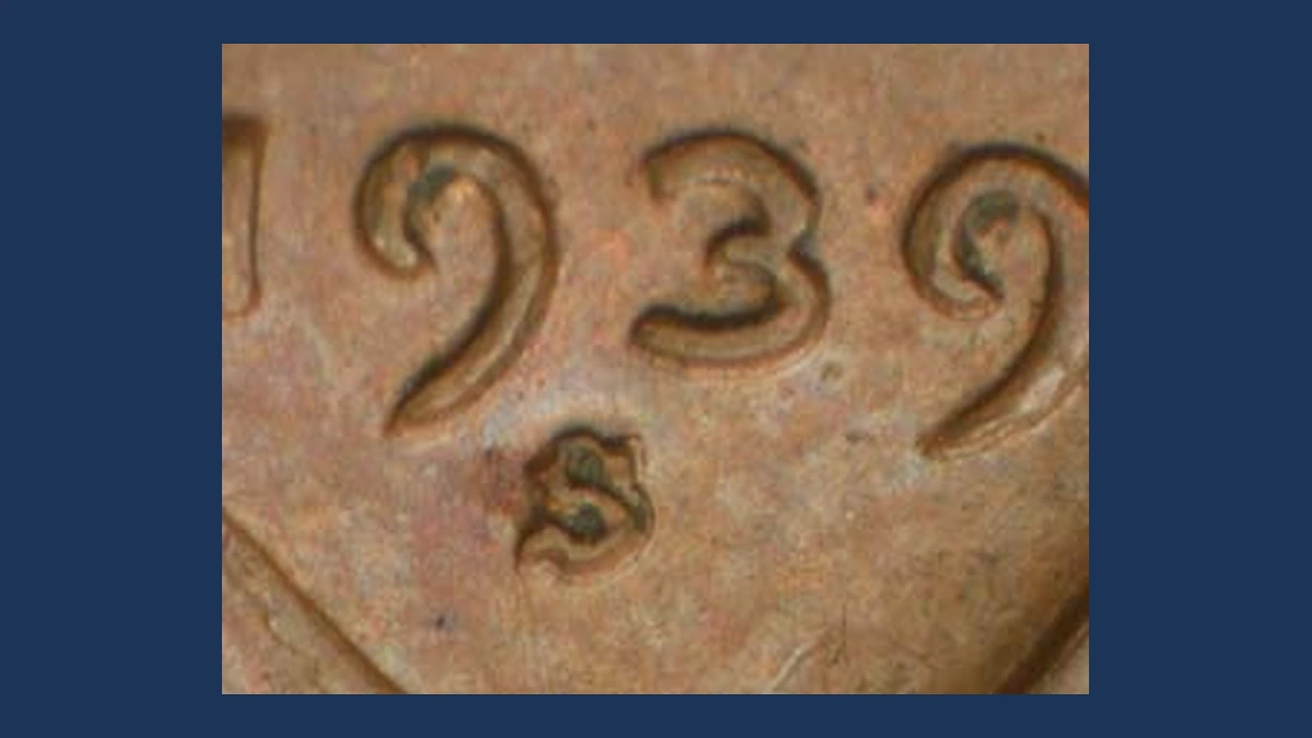 1939 Wheat Penny: Repunched Mintmark