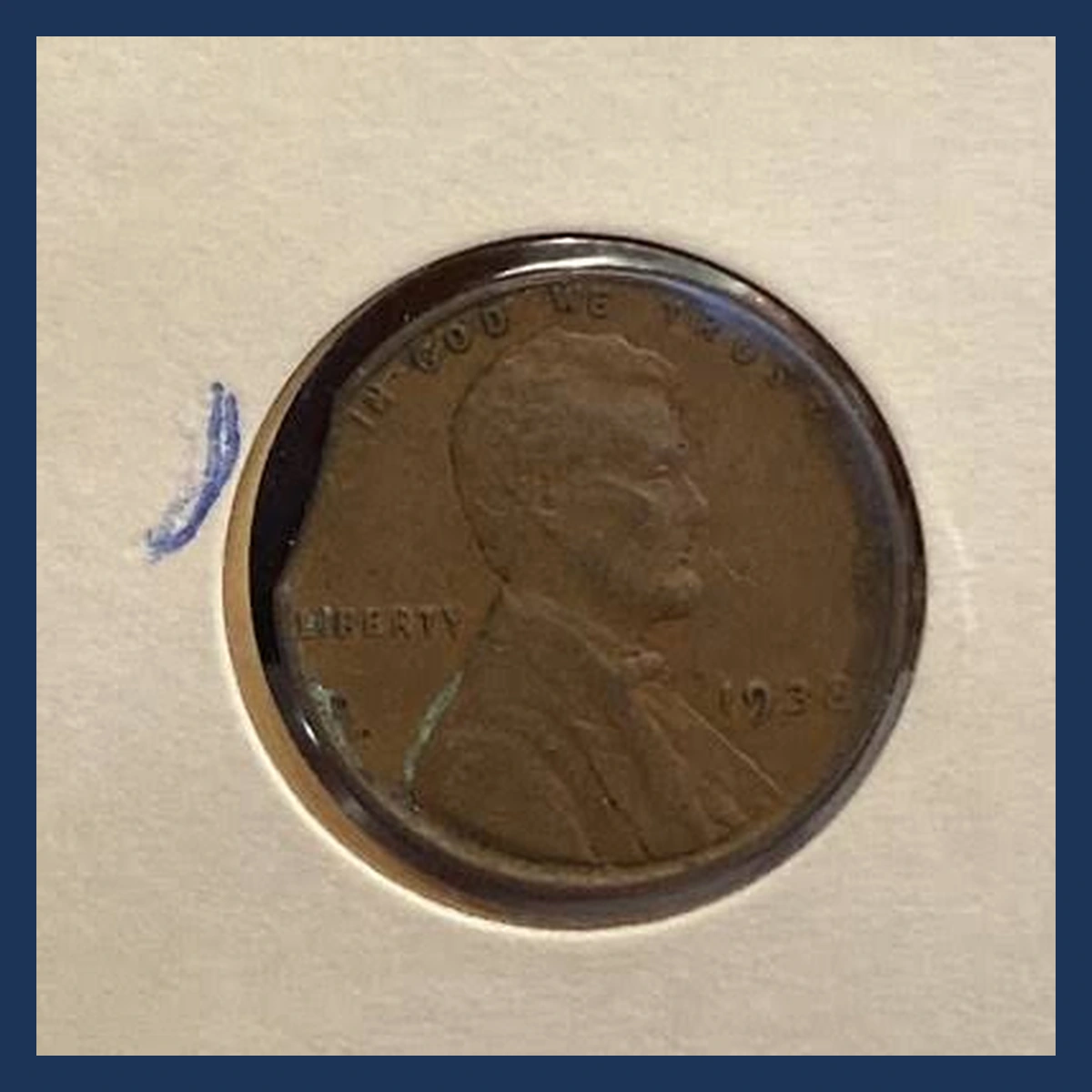 1938 Lincoln Cent (Wheat Reverse): Clipped Planchet