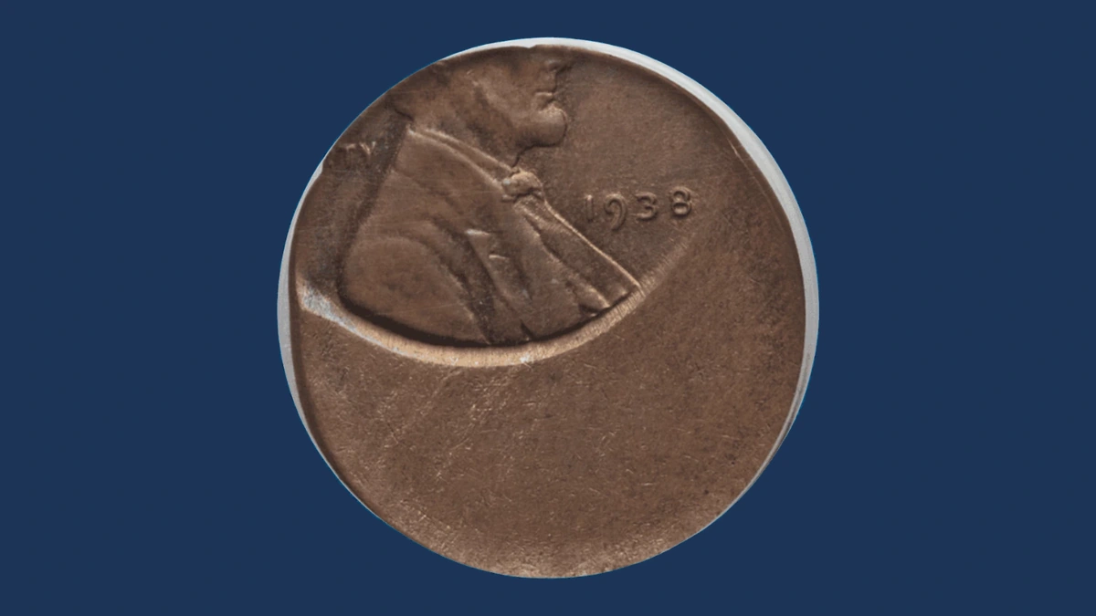 1938 Wheat Penny: Off-Center Strike
