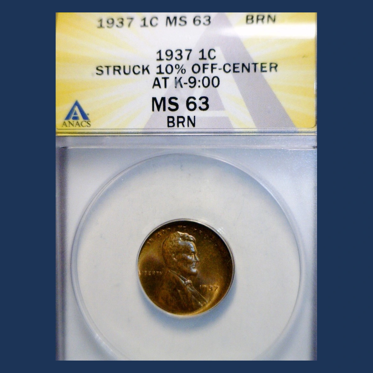 1937 Wheat Penny: Off-Center Strike