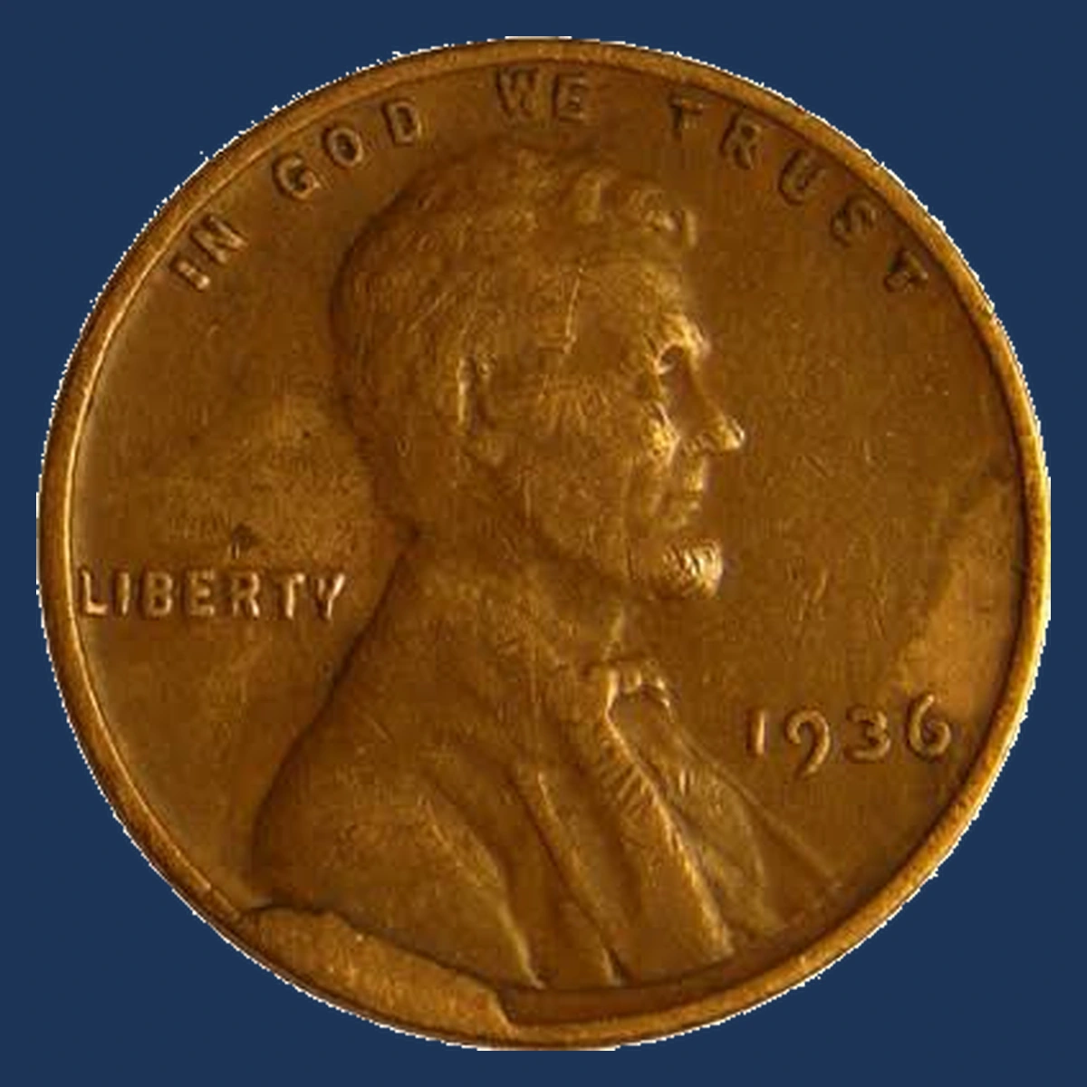 1936 Wheat Penny: Die Break / Cud