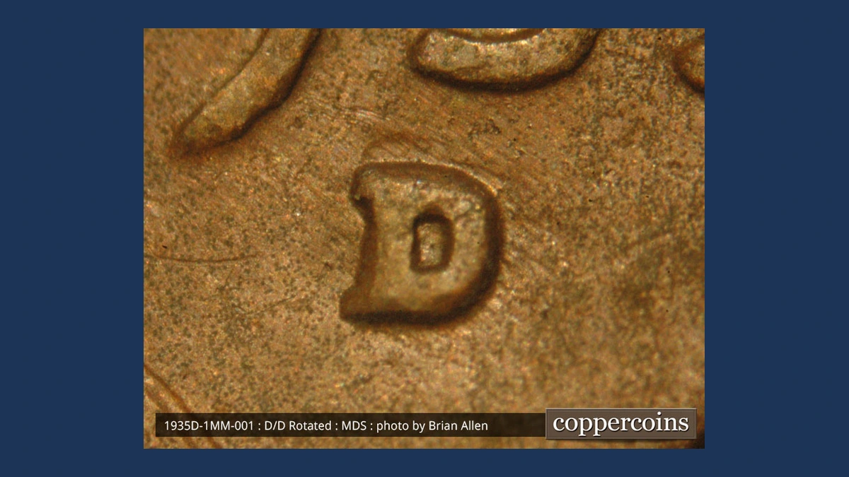 1935 Wheat Penny: Repunched Mintmark