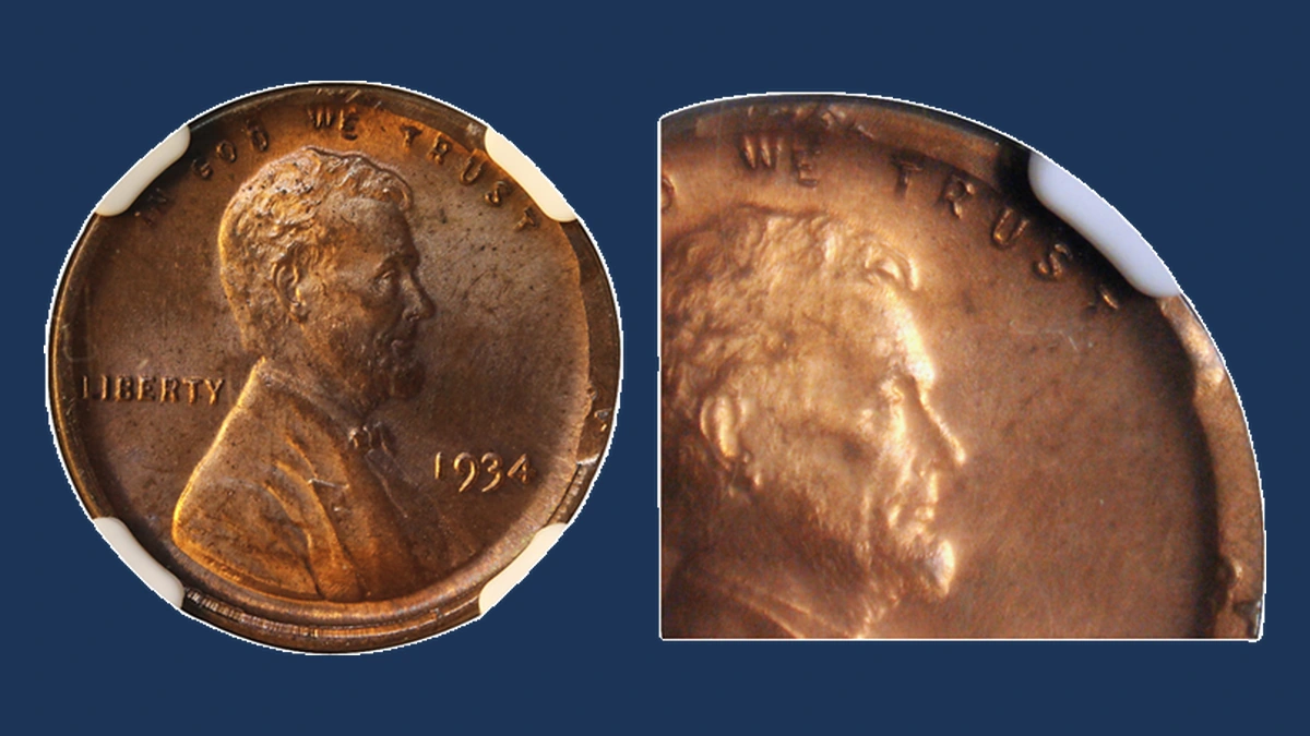 1934 Wheat Penny: Off-Center Strike
