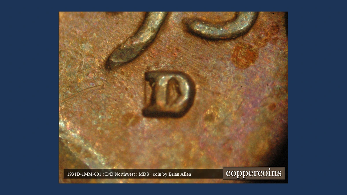 1931 Wheat Penny: Repunched Mintmark