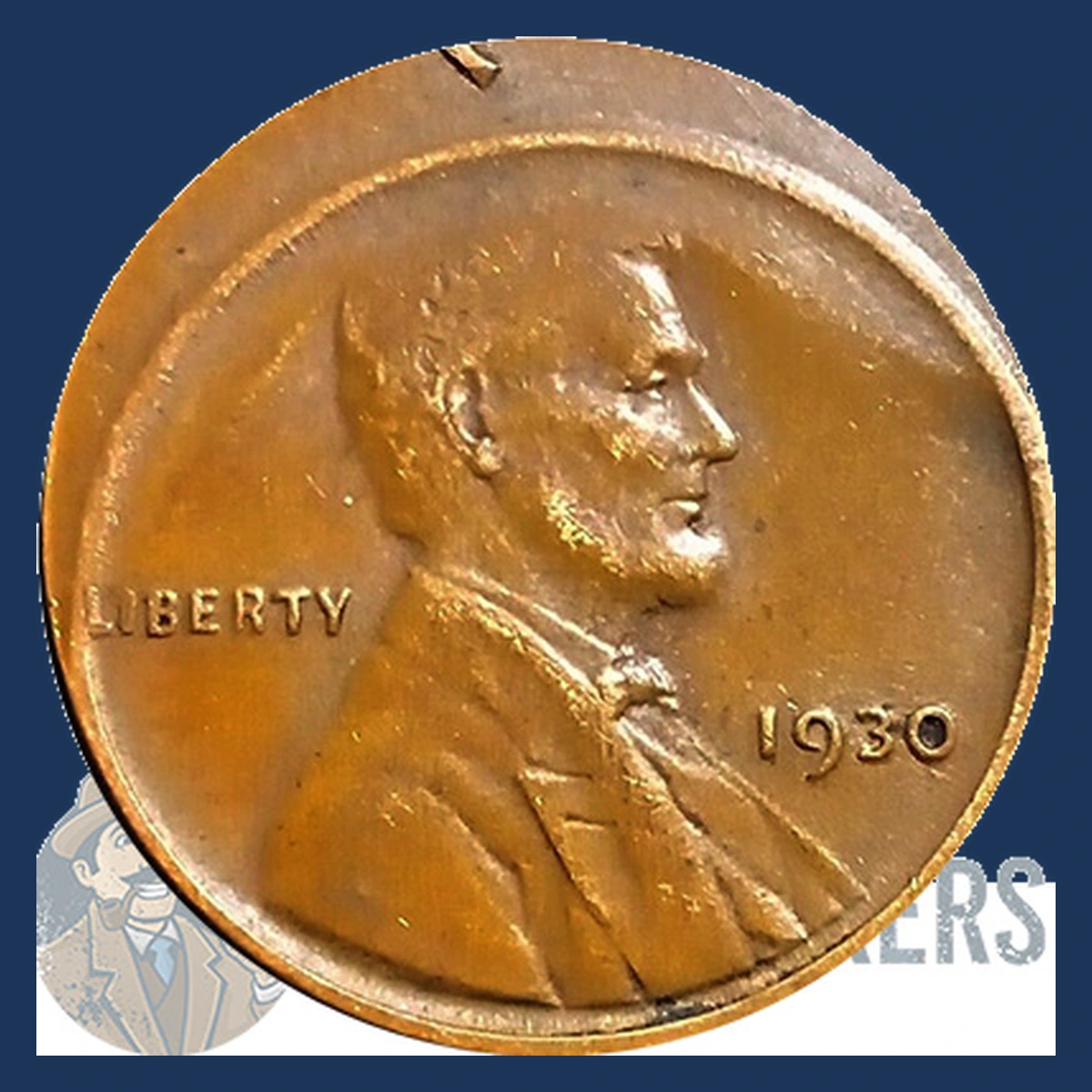 1930 Wheat Penny: Off-Center Strike